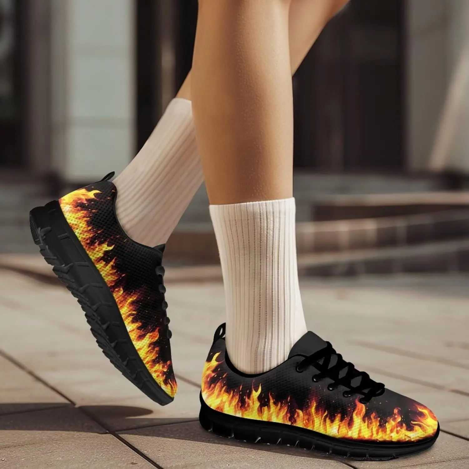Bigcardesigns Womens Lightweight Athletic Fashion Sneaker Jogging Running Sports Shoes Colorful Floral Design