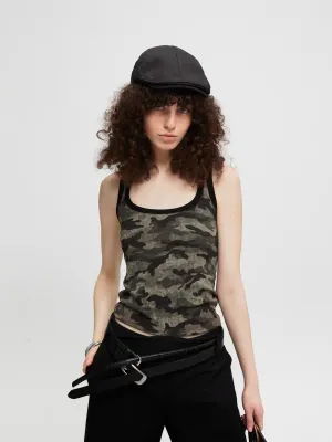 Camo Ribbed Tank Top