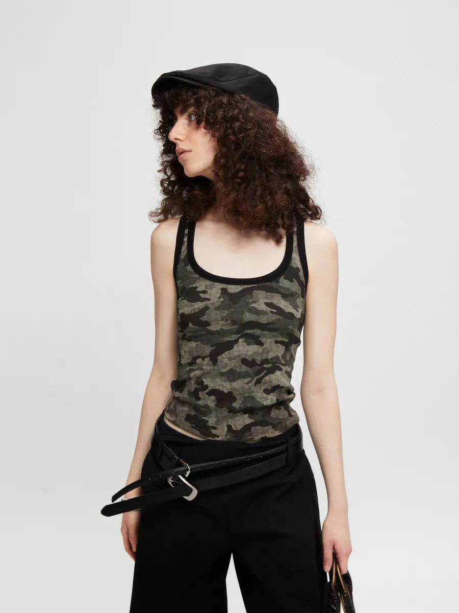 Camo Ribbed Tank Top