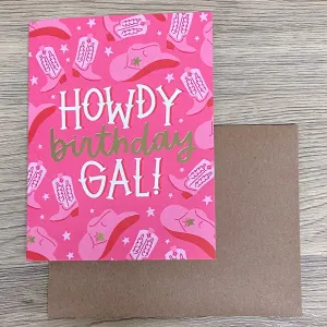 Howdy Birthday Gal Cowgirl Western Greeting Card