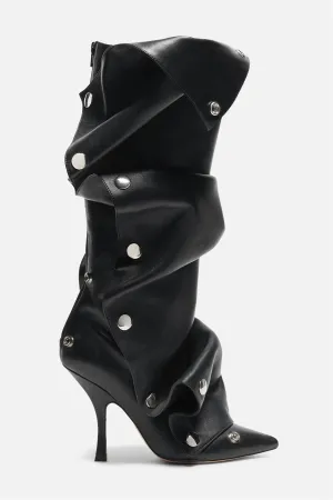 Isabela Appliqu Ruched  Knee-high boots - Black