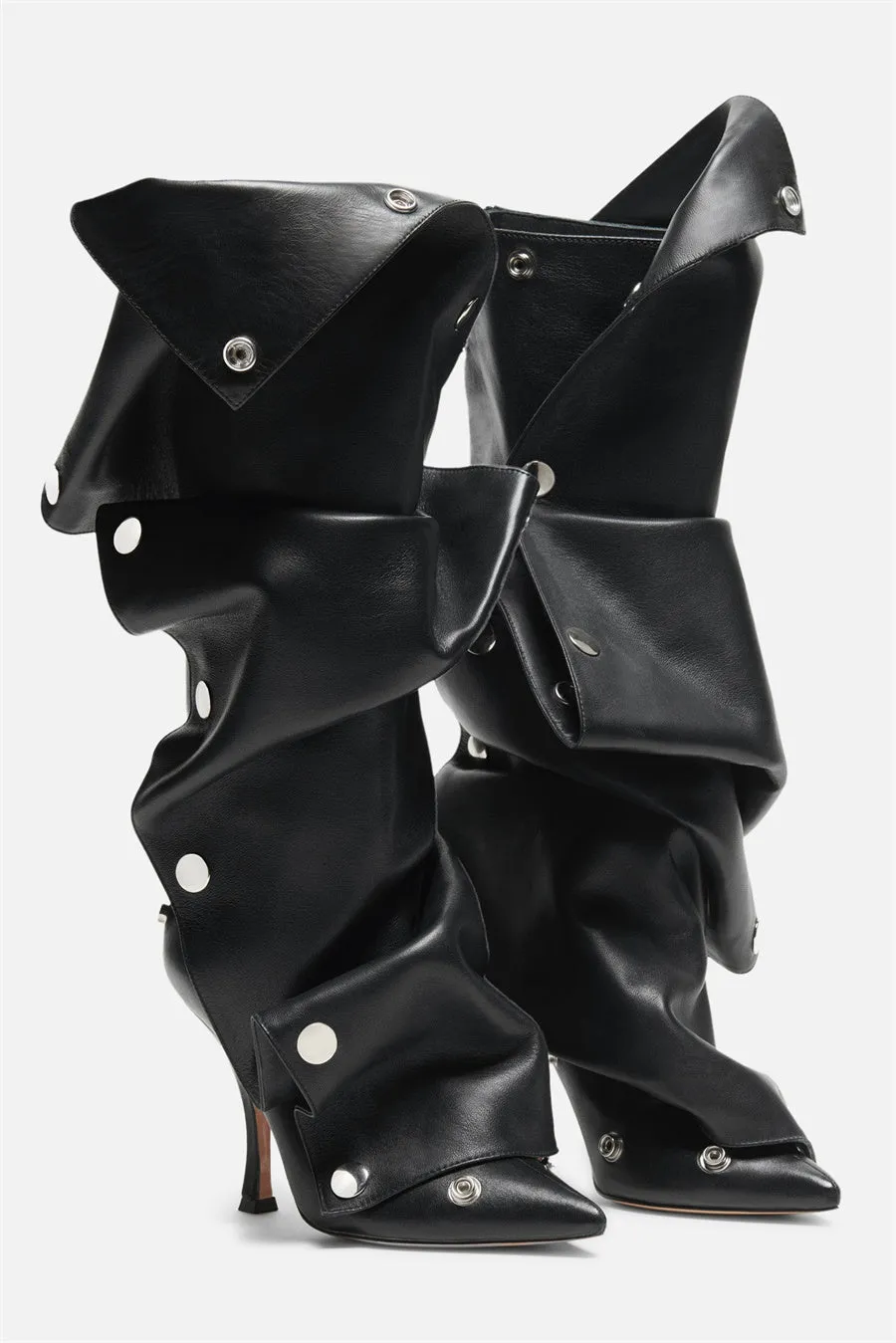 Isabela Appliqu Ruched  Knee-high boots - Black