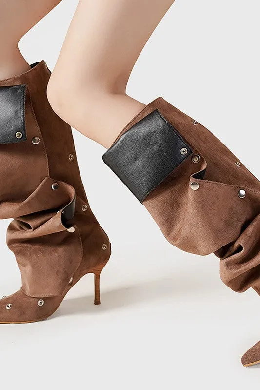 Isabela Appliqu Ruched  Knee-high boots - Brown