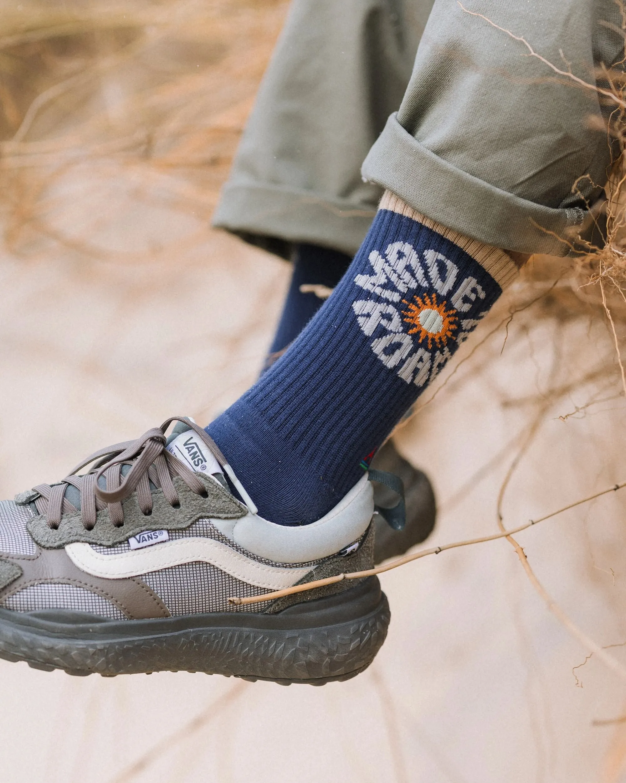 Made to Roam Graphic Crew Socks - Rich Navy