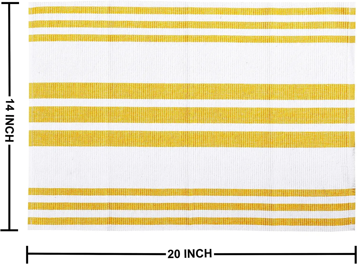  REDEARTH  Placemats-Yarn Dyed Ribbed Woven Table Linen for Square, Round, Rectangle Dining Table, Coffee Table, Console, Dresser; 100% Cotton (14x20"; Mustard) Set of 6