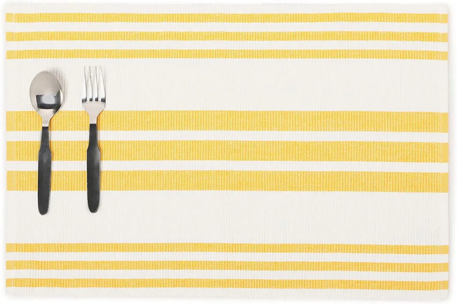  REDEARTH  Placemats-Yarn Dyed Ribbed Woven Table Linen for Square, Round, Rectangle Dining Table, Coffee Table, Console, Dresser; 100% Cotton (14x20"; Mustard) Set of 6