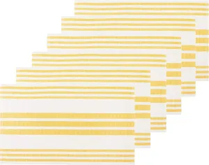  REDEARTH  Placemats-Yarn Dyed Ribbed Woven Table Linen for Square, Round, Rectangle Dining Table, Coffee Table, Console, Dresser; 100% Cotton (14x20"; Mustard) Set of 6