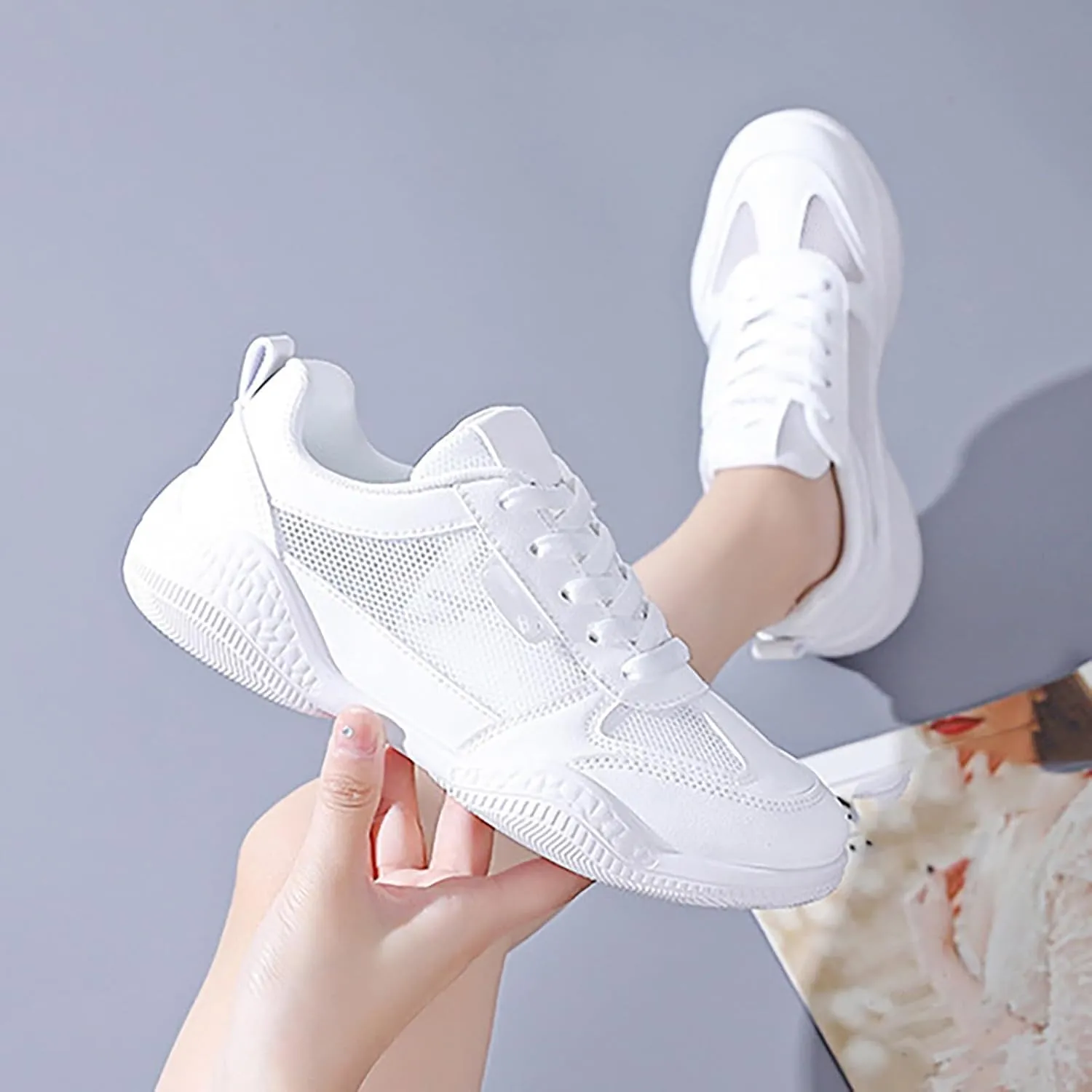 Sneakers for Women Walking Shoes Casual Lace Up Non Slip Work Shoes Women Gym Men's Casual Dress Shoes Shoes Sneakers Slip On Tennis Shoe Cross Trainer Shoe